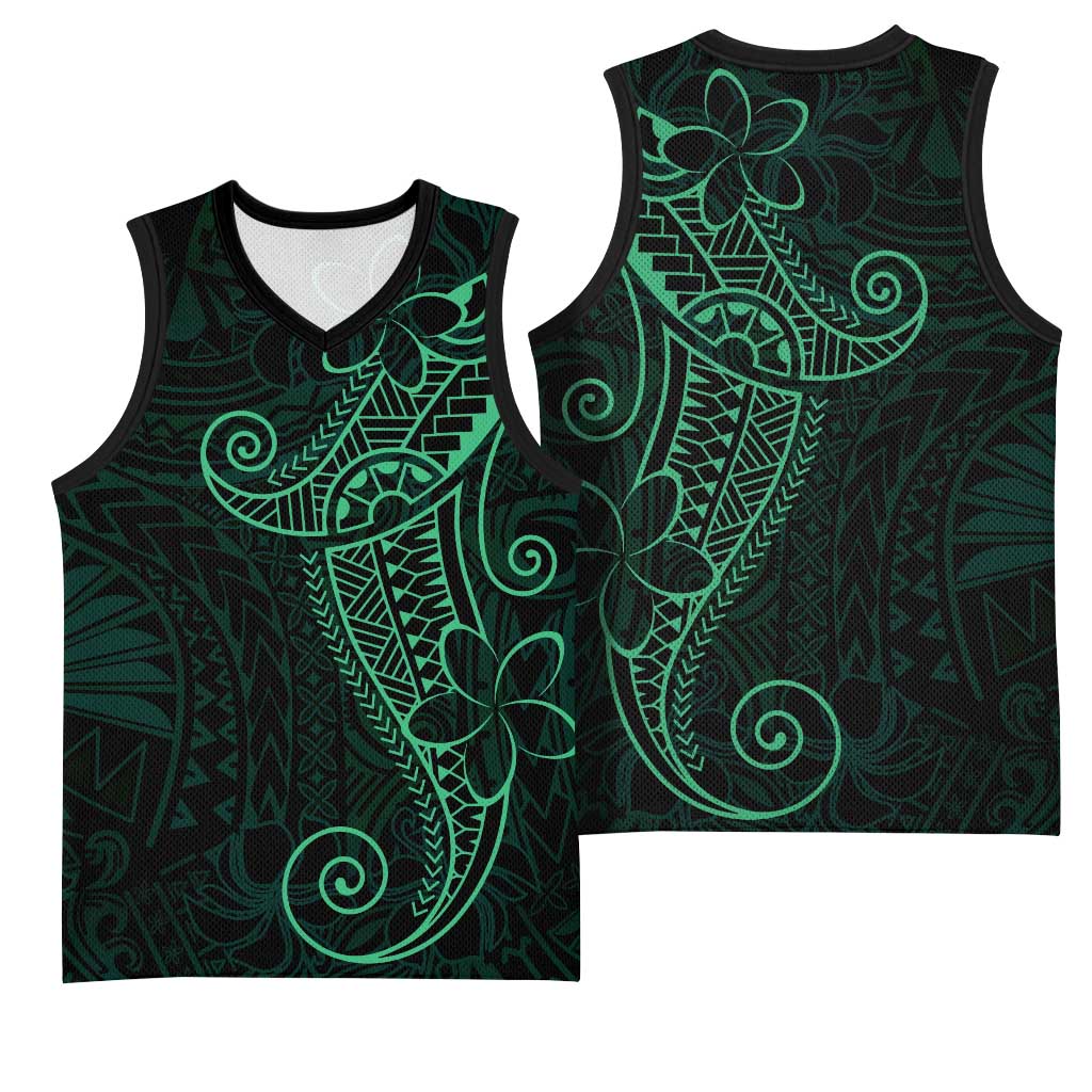 Black Green Polynesian Tribal Basketball Jersey - Polynesian Pride