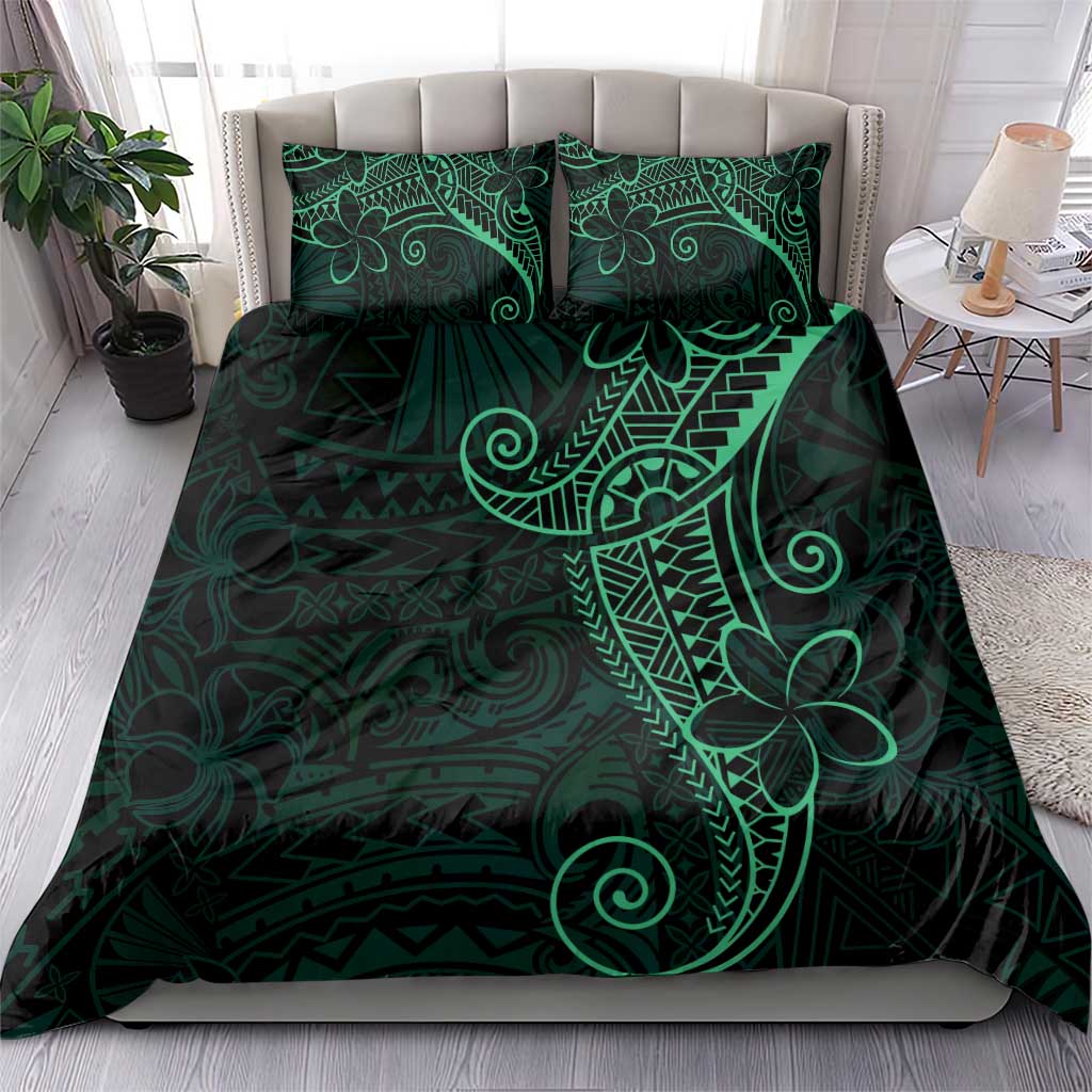 Black Green Polynesian Tribal Bedding Set - Polynesian Pride