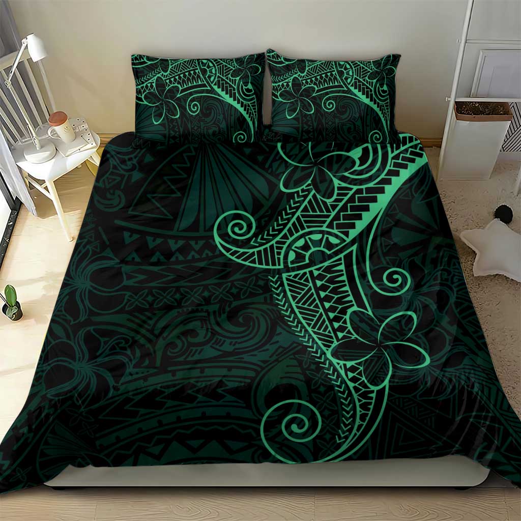 Black Green Polynesian Tribal Bedding Set - Polynesian Pride