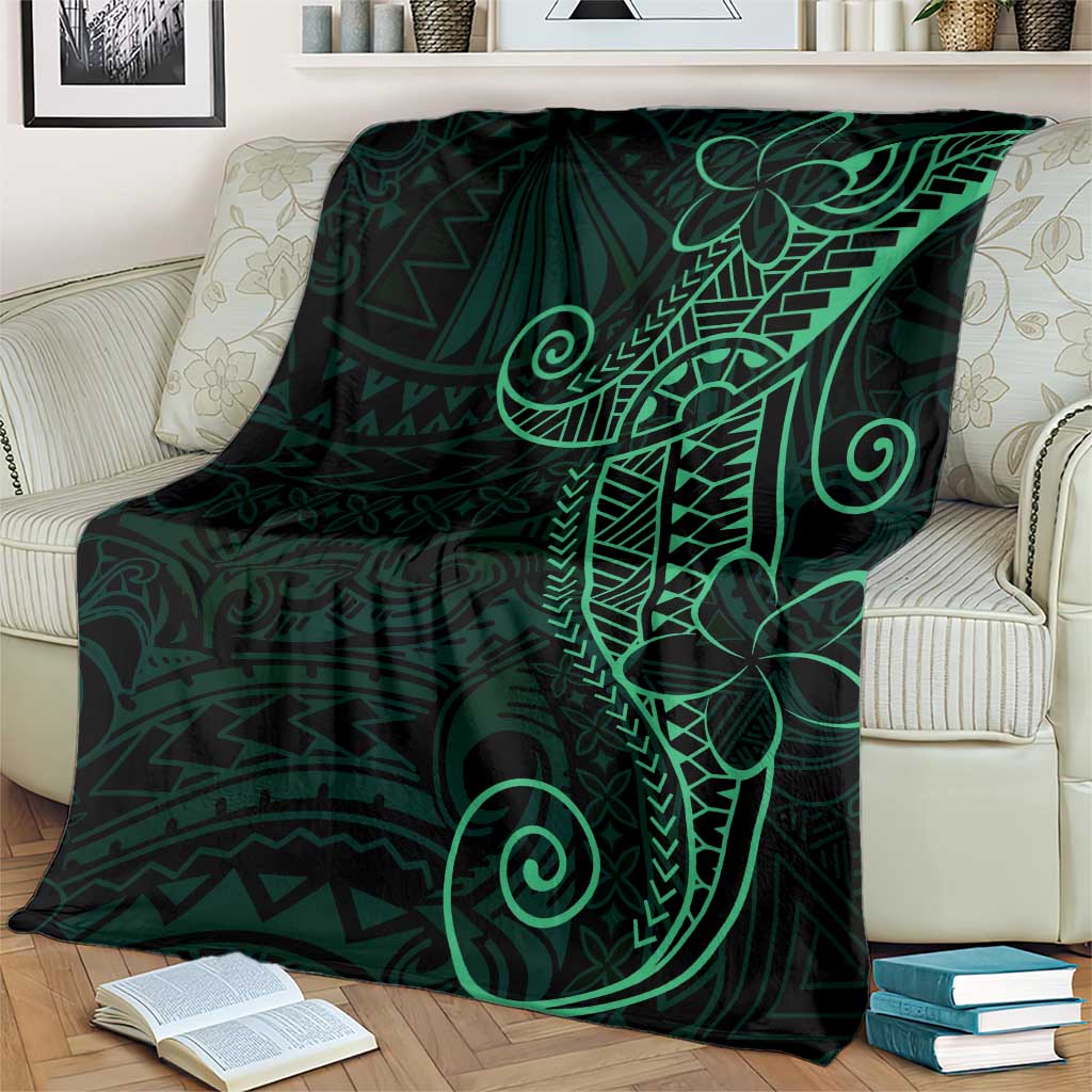 Black Green Polynesian Tribal Blanket - Polynesian Pride