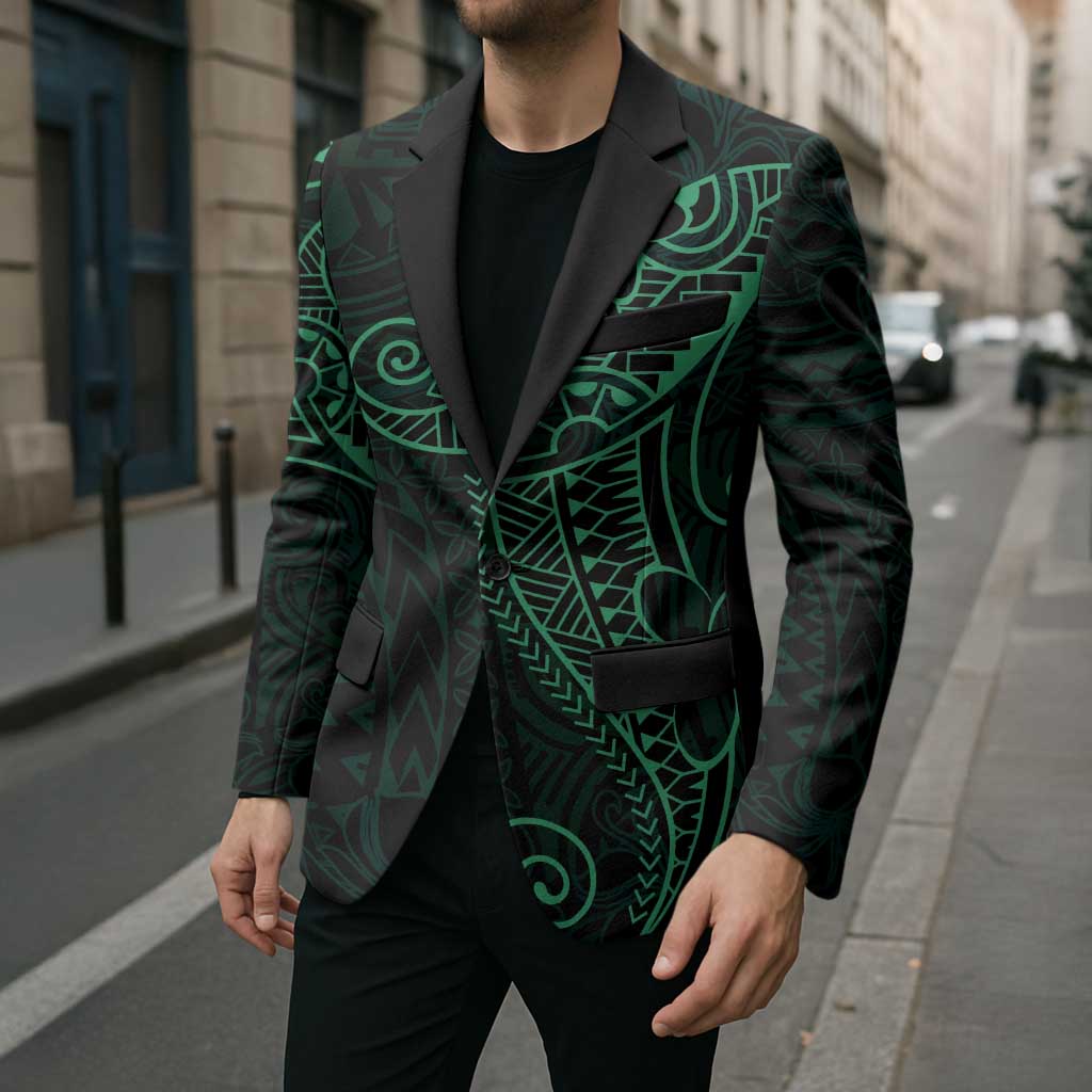 Black Green Polynesian Tribal Blazer - Polynesian Pride