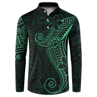 Black Green Polynesian Tribal Button Sweatshirt LT9 Green - Polynesian Pride