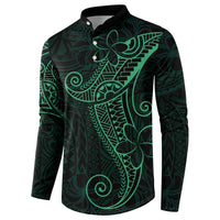 Black Green Polynesian Tribal Button Sweatshirt LT9 - Polynesian Pride