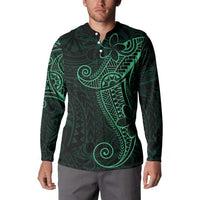 Black Green Polynesian Tribal Button Sweatshirt LT9 - Polynesian Pride