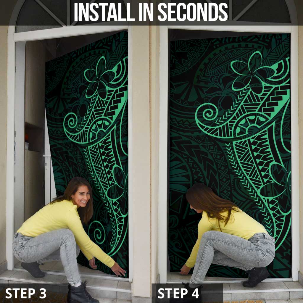 Black Green Polynesian Tribal Door Cover - Polynesian Pride