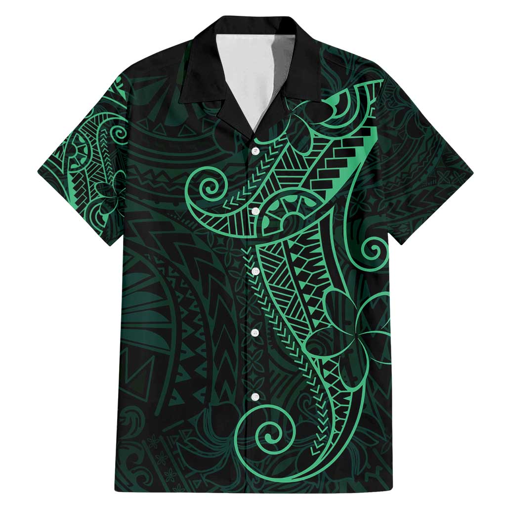 Black Green Polynesian Tribal Family Matching Mermaid Dress and Hawaiian Shirt - Polynesian Pride