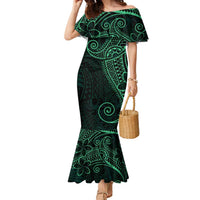 Black Green Polynesian Tribal Family Matching Mermaid Dress and Hawaiian Shirt - Polynesian Pride