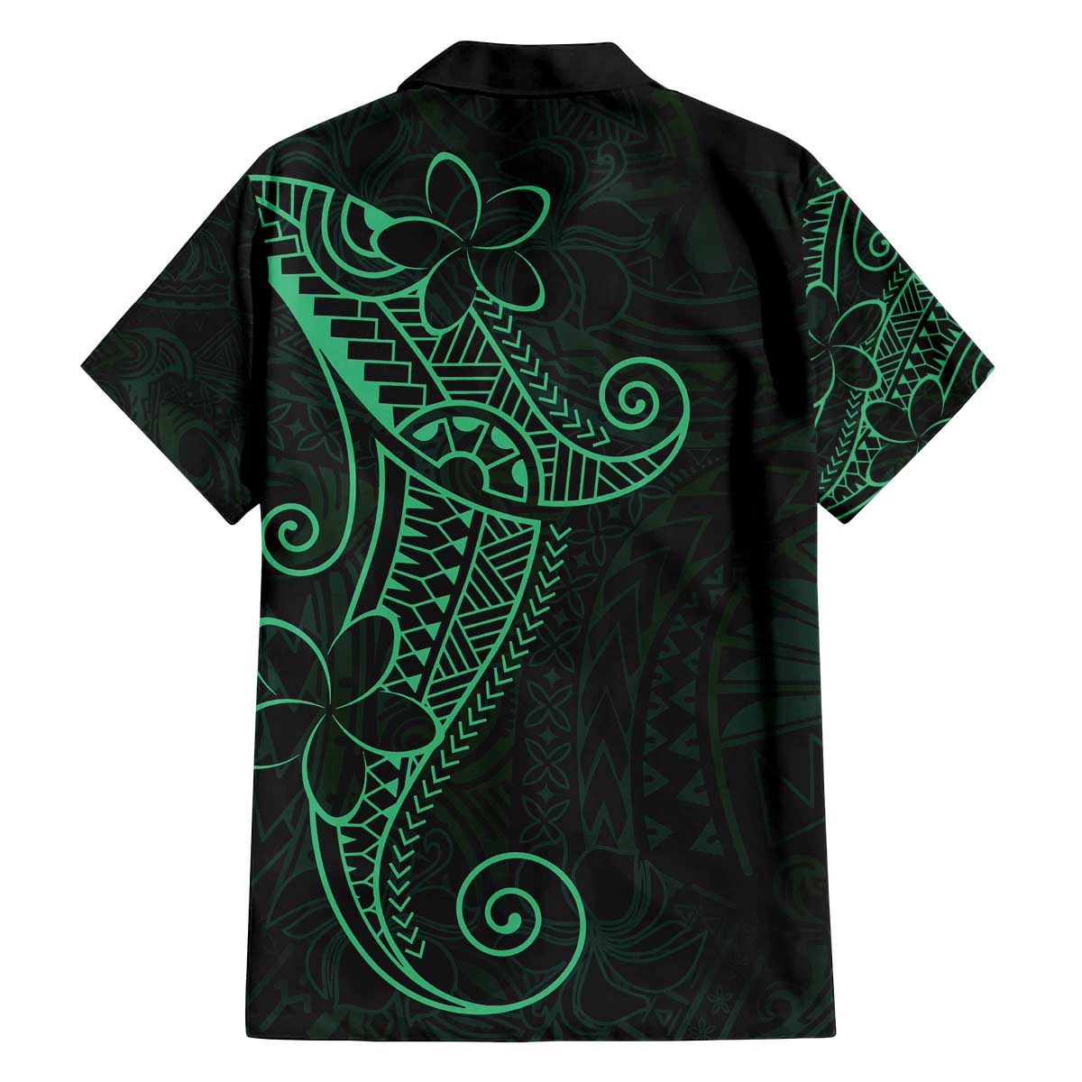 Black Green Polynesian Tribal Family Matching Off The Shoulder Long Sleeve Dress and Hawaiian Shirt - Polynesian Pride