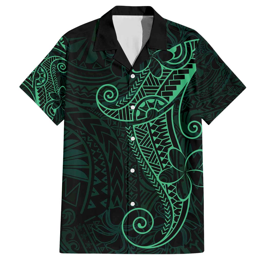 Black Green Polynesian Tribal Family Matching Short Sleeve Bodycon Dress and Hawaiian Shirt - Polynesian Pride