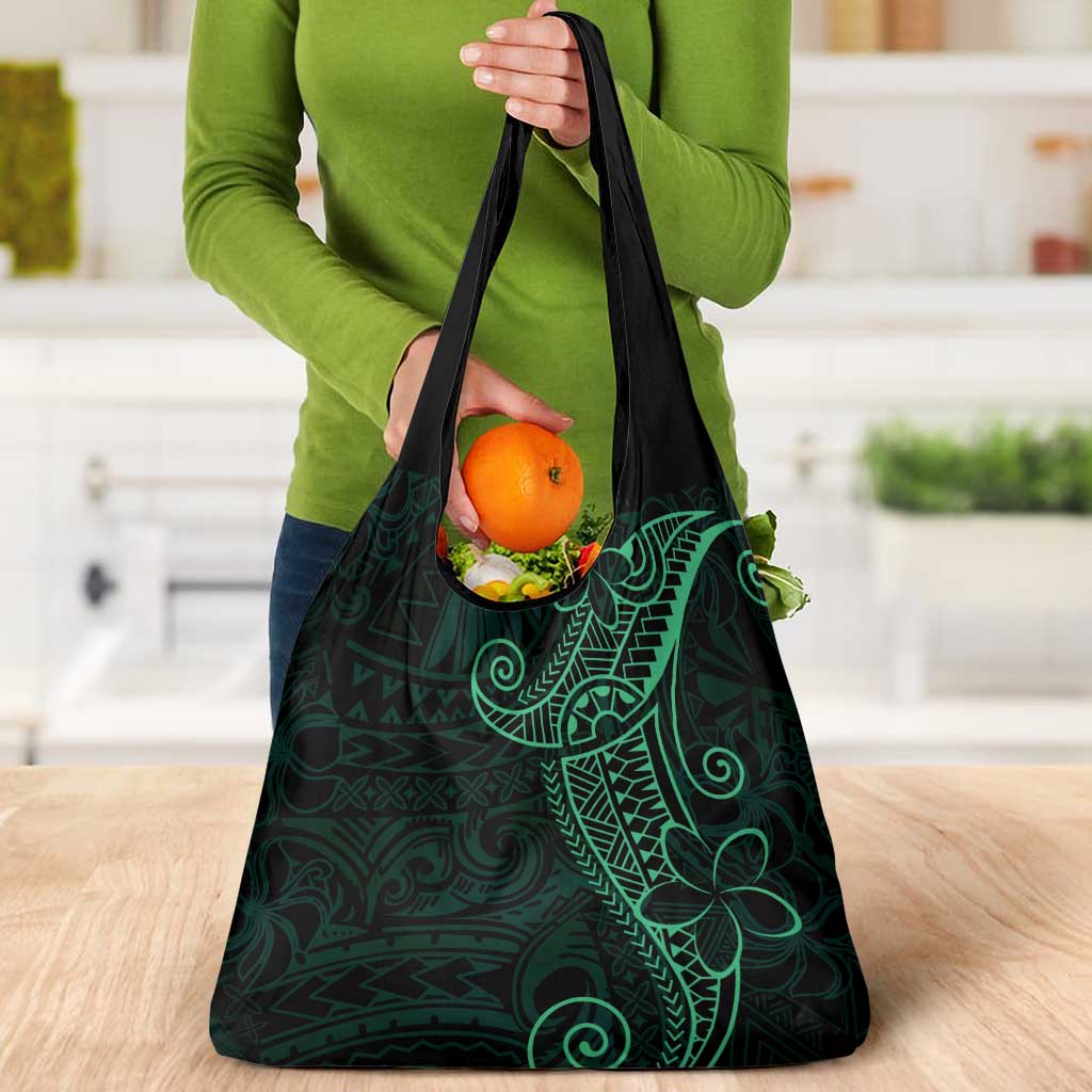 Black Green Polynesian Tribal Grocery Bag - Polynesian Pride