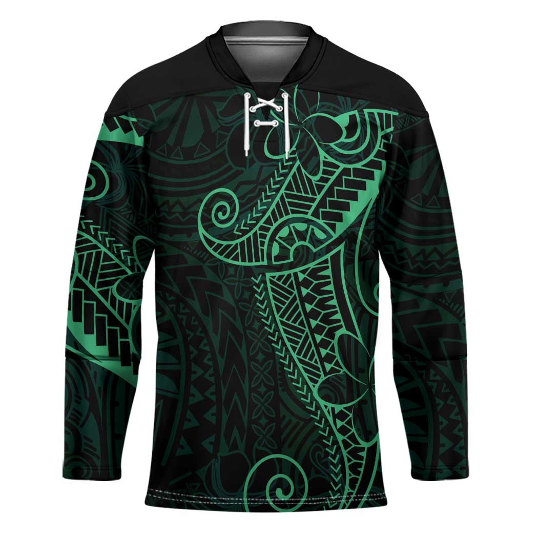 Black Green Polynesian Tribal Hockey Jersey - Polynesian Pride