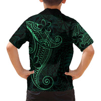 Black Green Polynesian Tribal Kid Hawaiian Shirt LT9 - Polynesian Pride