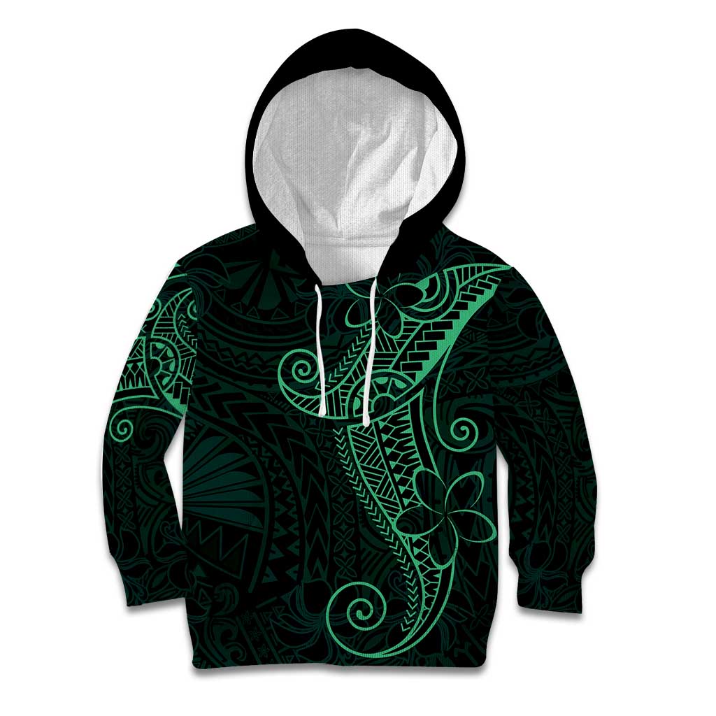 Black Green Polynesian Tribal Kid Hoodie - Polynesian Pride