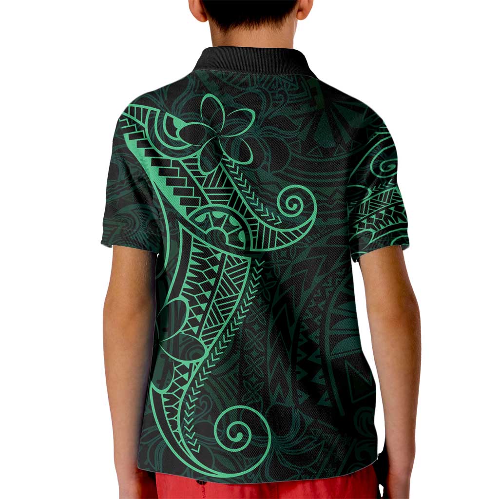 Black Green Polynesian Tribal Kid Polo Shirt LT9 - Polynesian Pride