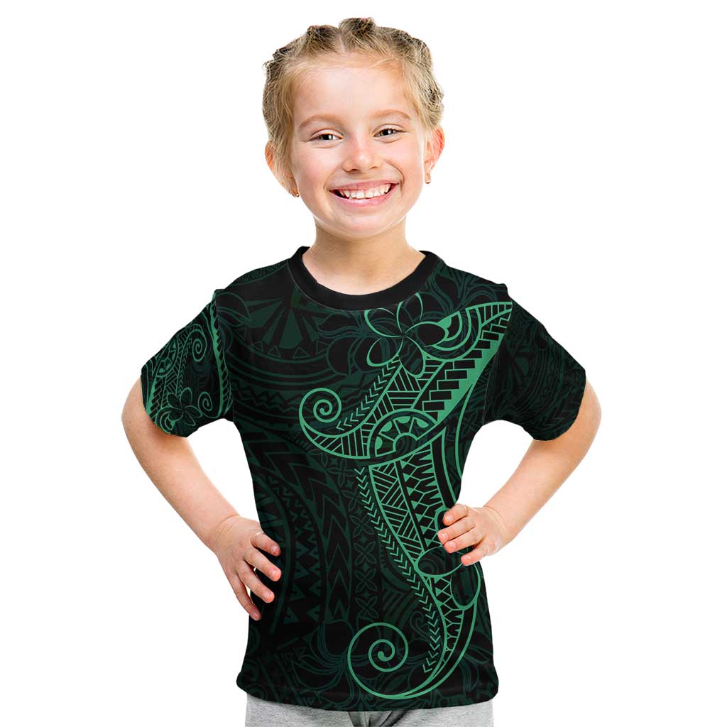 Black Green Polynesian Tribal Kid T Shirt - Polynesian Pride