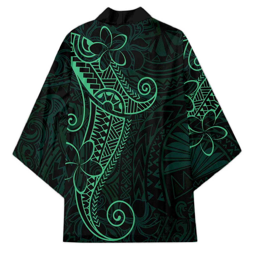 Black Green Polynesian Tribal Kimono - Polynesian Pride