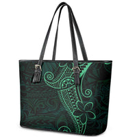 Black Green Polynesian Tribal Leather Tote Bag - Polynesian Pride