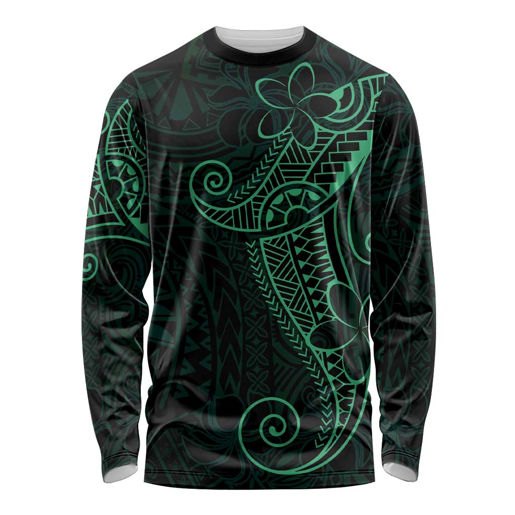 Black Green Polynesian Tribal Long Sleeve Shirt - Polynesian Pride