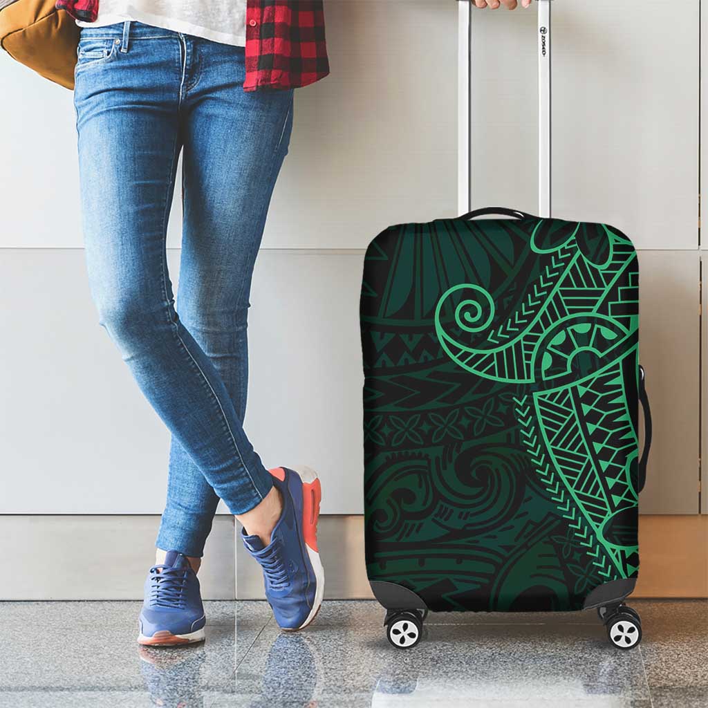 Black Green Polynesian Tribal Luggage Cover - Polynesian Pride