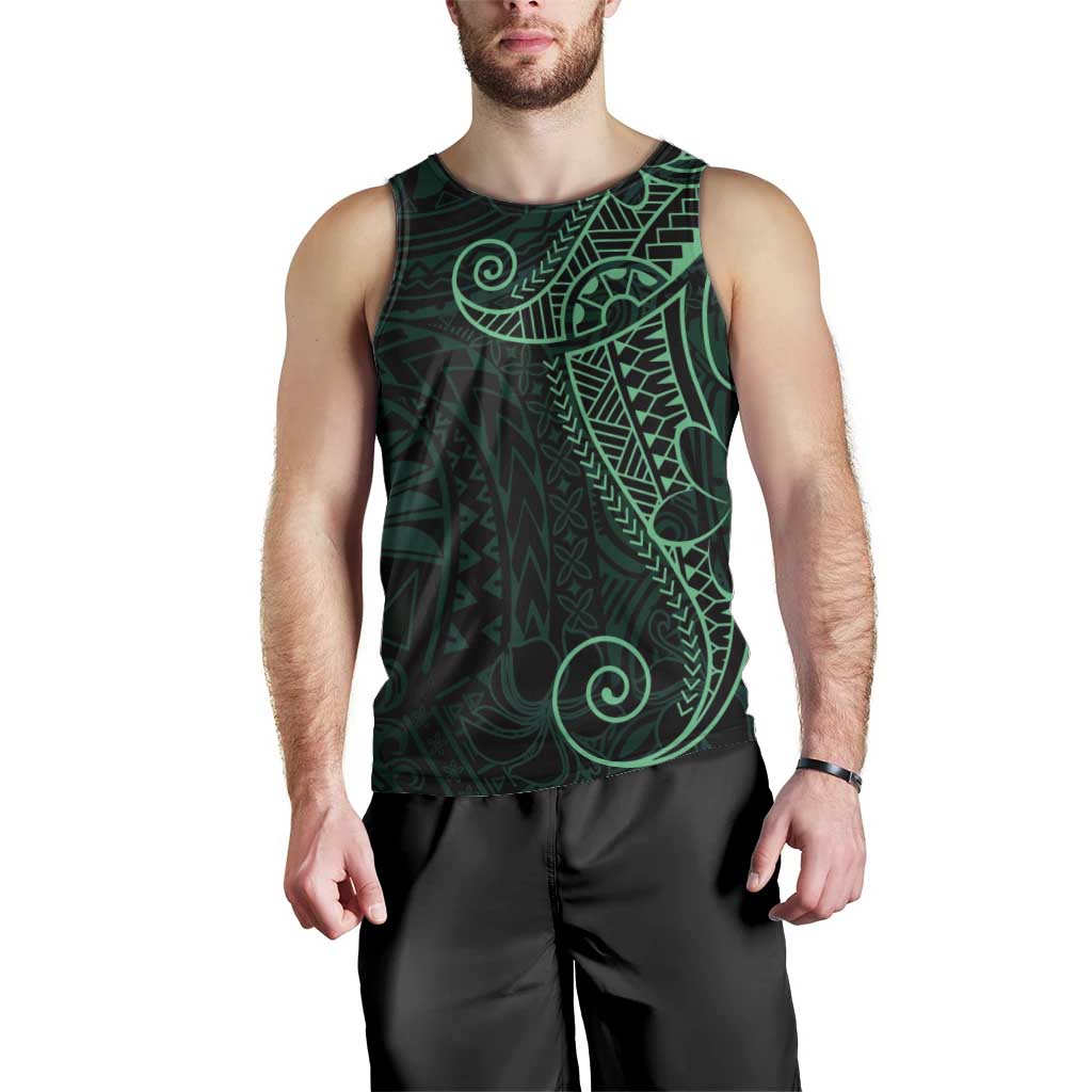 Black Green Polynesian Tribal Men Tank Top - Polynesian Pride