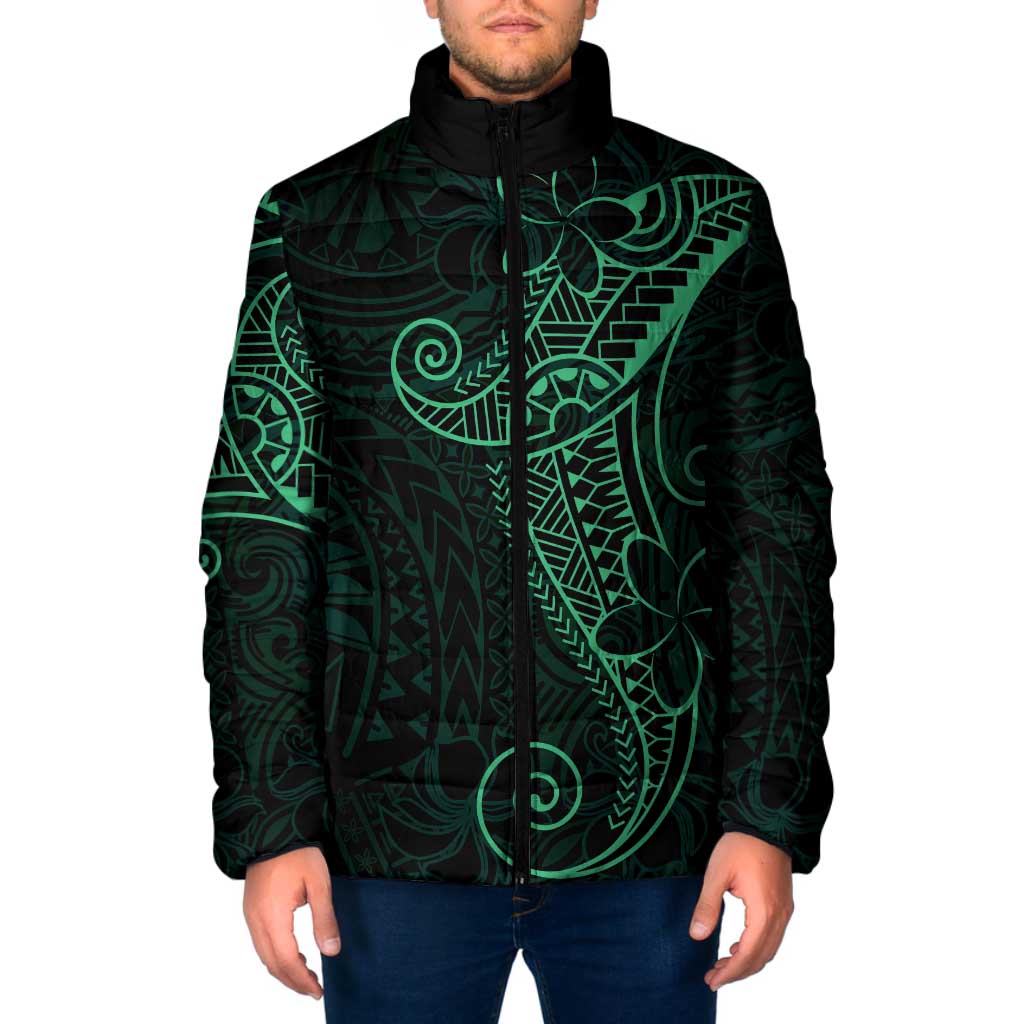 Black Green Polynesian Tribal Padded Jacket - Polynesian Pride