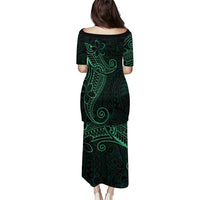 Black Green Polynesian Tribal Puletasi - Polynesian Pride