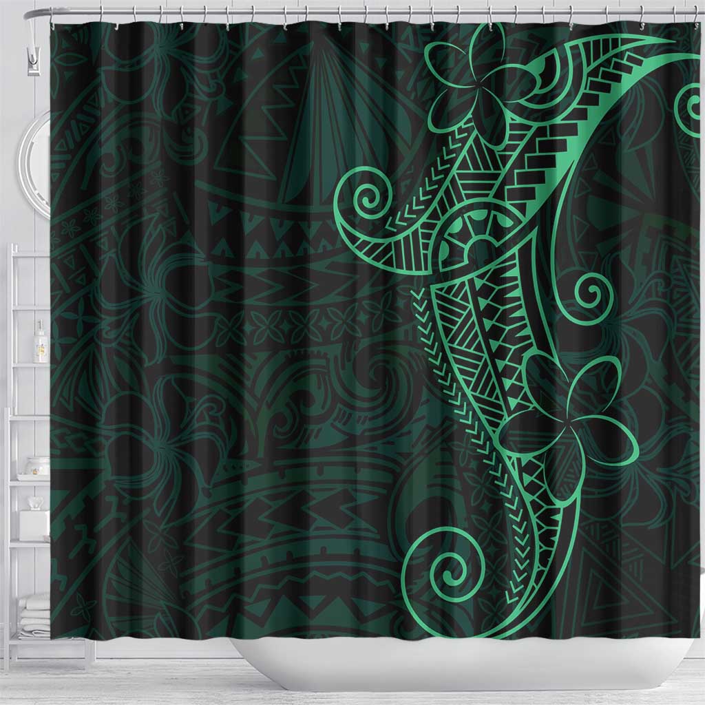 Black Green Polynesian Tribal Shower Curtain - Polynesian Pride