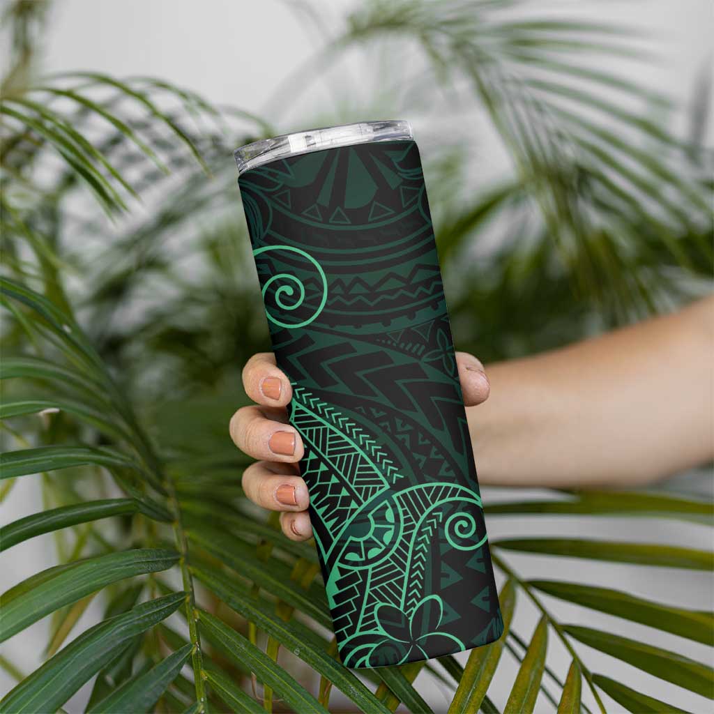 Black Green Polynesian Tribal Skinny Tumbler - Polynesian Pride