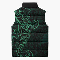 Black Green Polynesian Tribal Sleeveless Puffer Jacket - Polynesian Pride