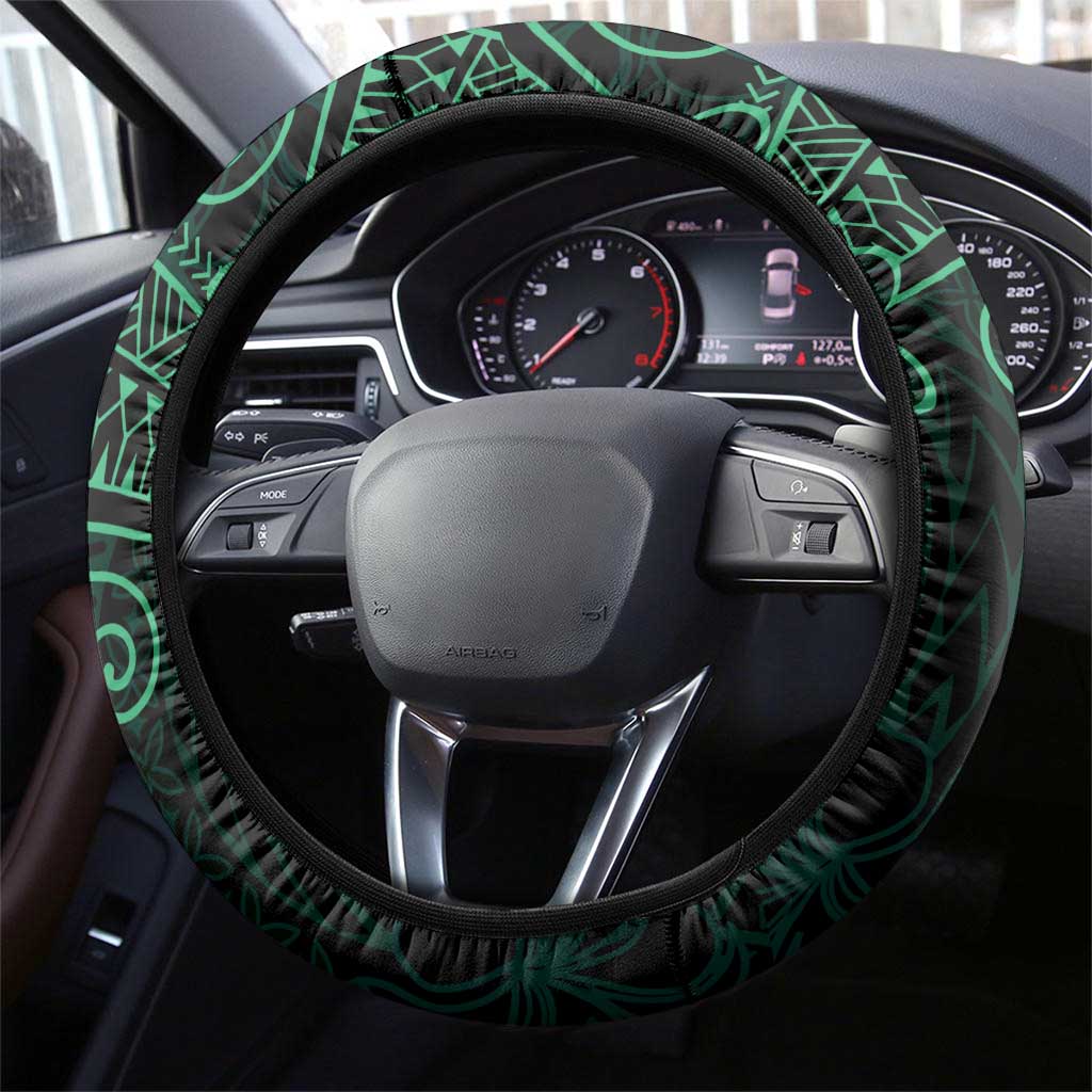 Black Green Polynesian Tribal Steering Wheel Cover LT9 - Polynesian Pride