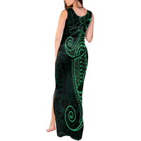 Black Green Polynesian Tribal Tank Maxi Dress - Polynesian Pride