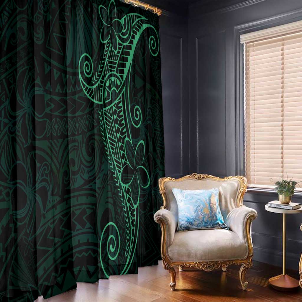 Black Green Polynesian Tribal Window Curtain - Polynesian Pride