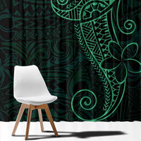 Black Green Polynesian Tribal Window Curtain - Polynesian Pride