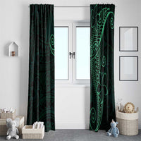 Black Green Polynesian Tribal Window Curtain - Polynesian Pride