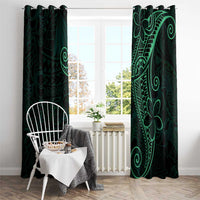 Black Green Polynesian Tribal Window Curtain - Polynesian Pride