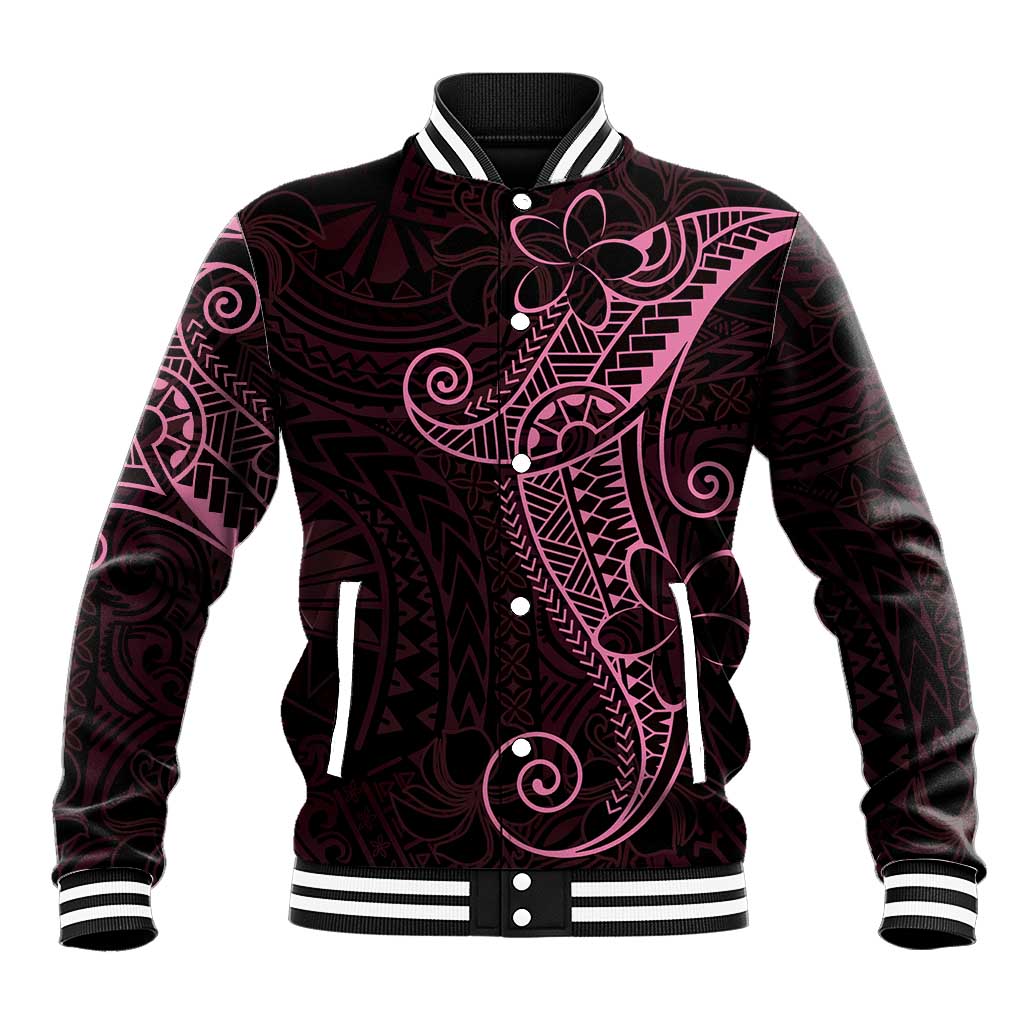 Black Pink Polynesian Tribal Baseball Jacket LT9 Unisex Pink - Polynesian Pride