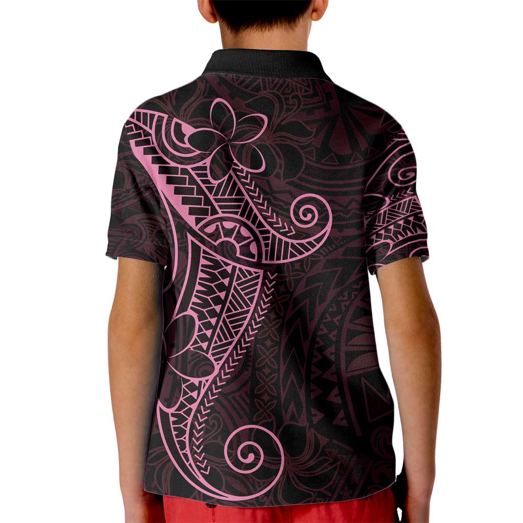 Black Pink Polynesian Tribal Kid Polo Shirt LT9 - Polynesian Pride