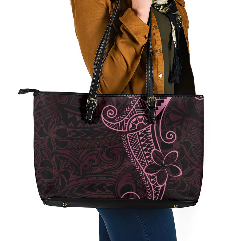 Black Pink Polynesian Tribal Leather Tote Bag - Polynesian Pride