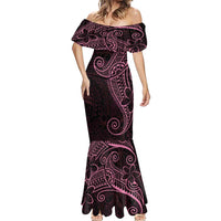 Black Pink Polynesian Tribal Mermaid Dress - Polynesian Pride