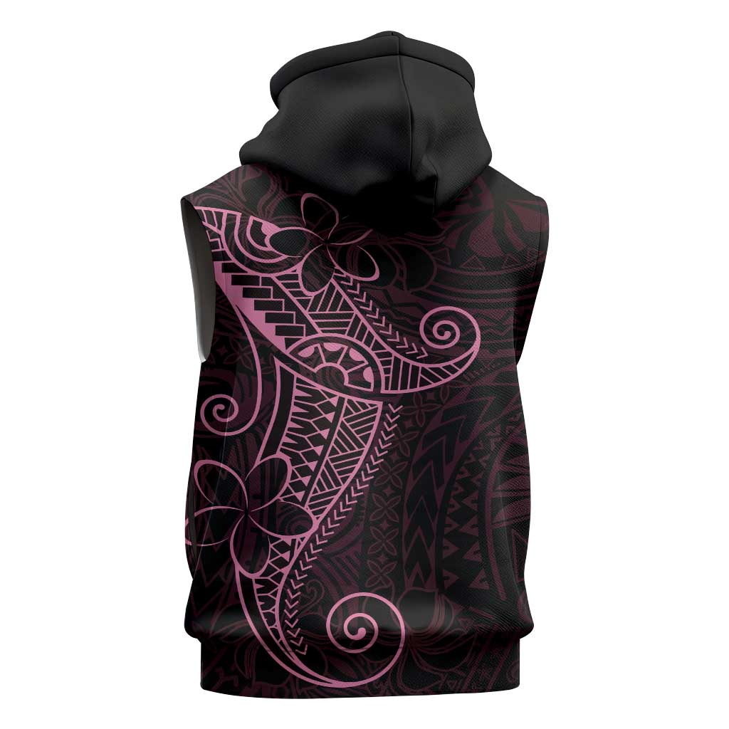 Black Pink Polynesian Tribal Sleeveless Zip Hoodie - Polynesian Pride