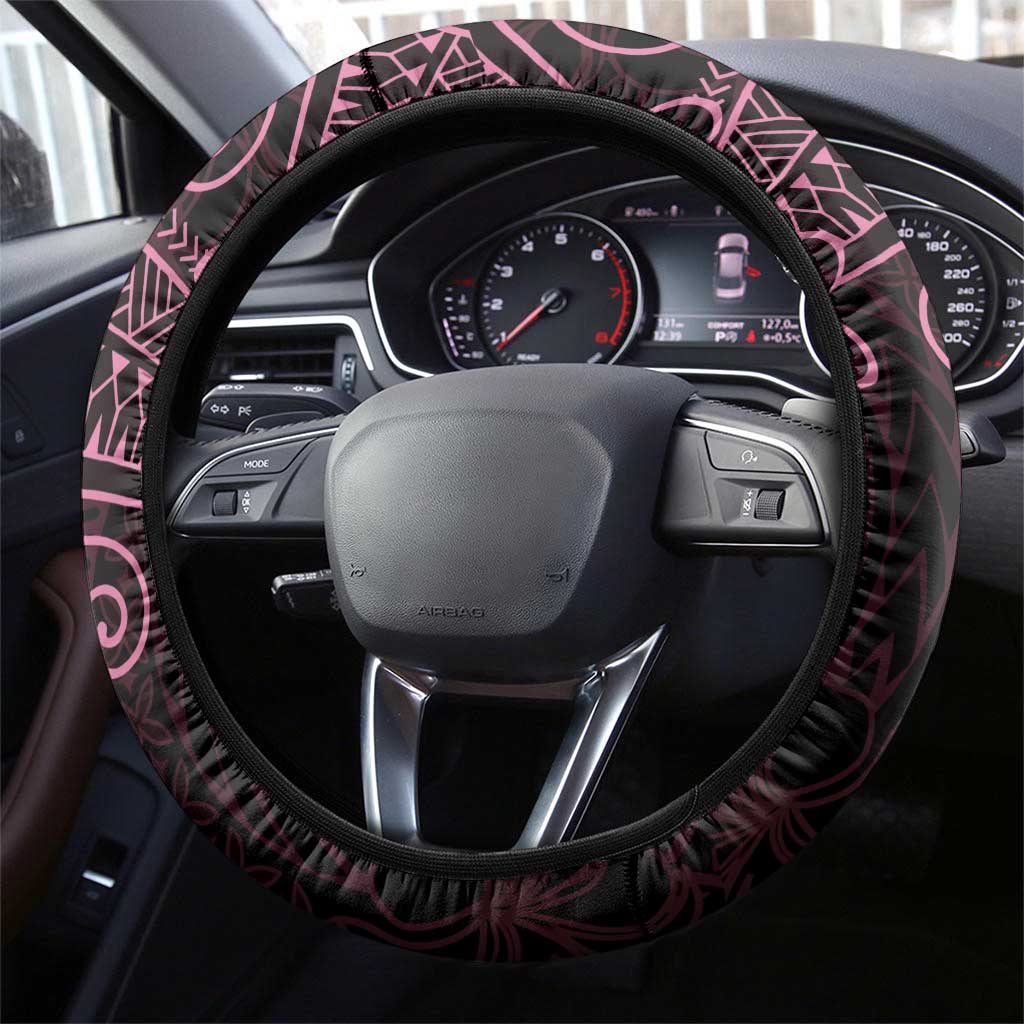 Black Pink Polynesian Tribal Steering Wheel Cover - Polynesian Pride
