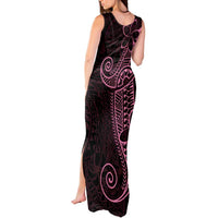 Black Pink Polynesian Tribal Tank Maxi Dress - Polynesian Pride