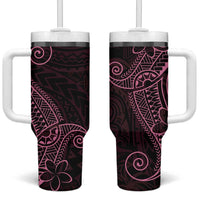 Black Pink Polynesian Tribal Tumbler With Handle - Polynesian Pride