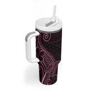 Black Pink Polynesian Tribal Tumbler With Handle - Polynesian Pride