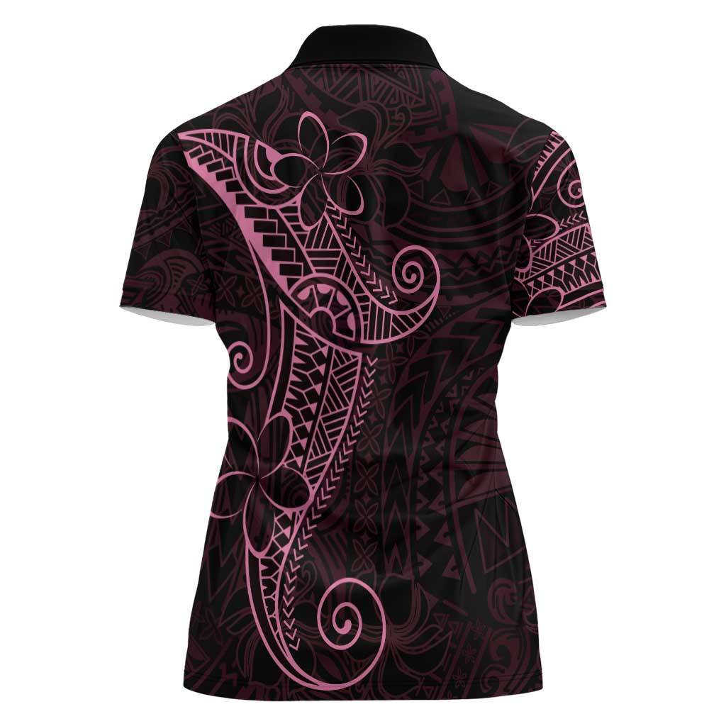 Black Pink Polynesian Tribal Women Polo Shirt - Polynesian Pride