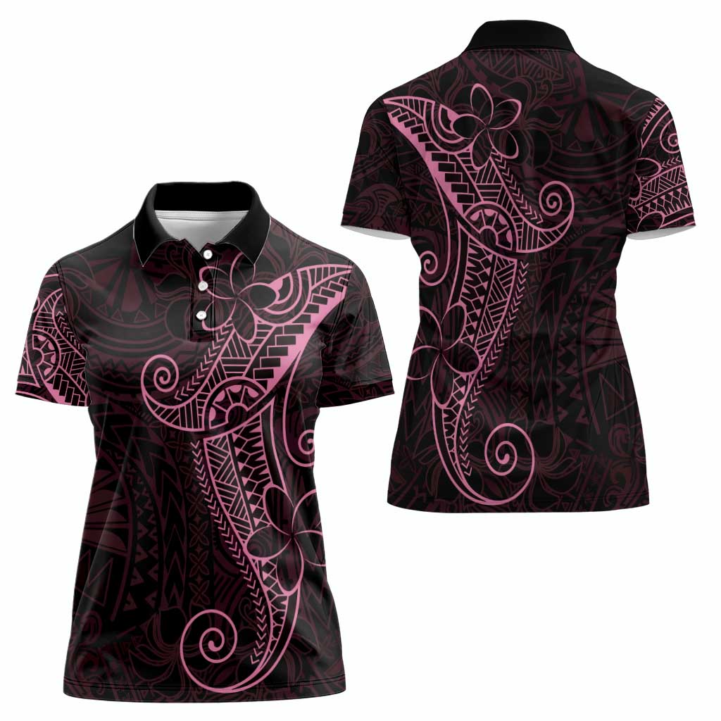 Black Pink Polynesian Tribal Women Polo Shirt - Polynesian Pride