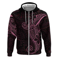 Black Pink Polynesian Tribal Zip Hoodie - Polynesian Pride