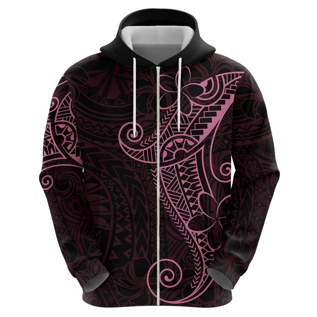 Black Pink Polynesian Tribal Zip Hoodie - Polynesian Pride