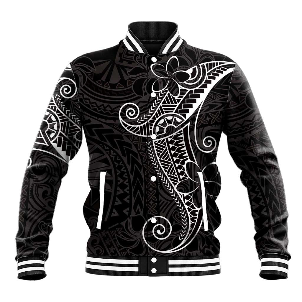 Black White Polynesian Tribal Baseball Jacket LT9 Unisex White - Polynesian Pride