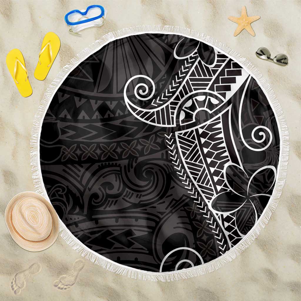 Black White Polynesian Tribal Beach Blanket - Polynesian Pride